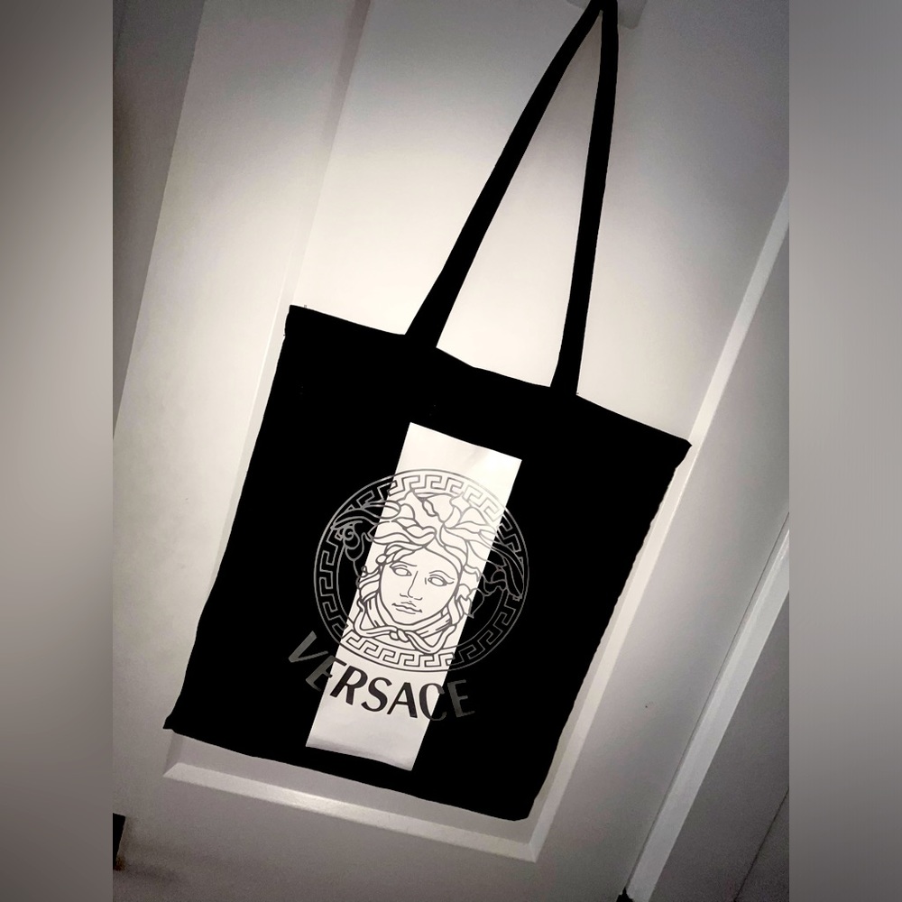 Black canvas tote bag size 15x16